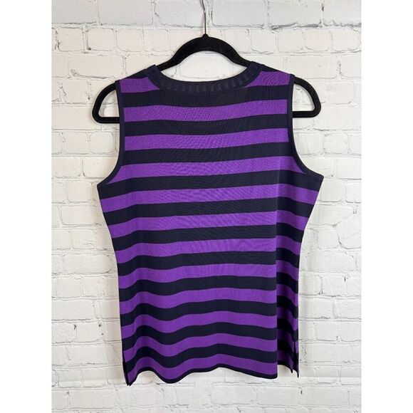 MISOOK violet black striped sleeveless knit top sweater M NWOT - Picture 5 of 5